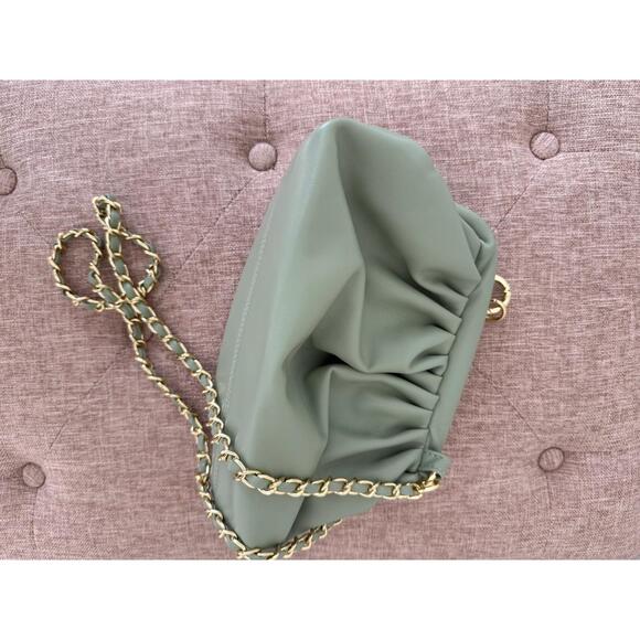 Sage Green Dumpling Gold Chain Crossbody Handbag - Picture 3 of 4